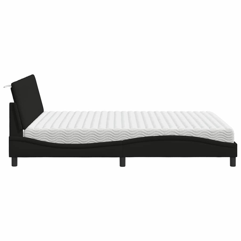 Bett mit Matratze Schwarz 160x200 cm Stoff