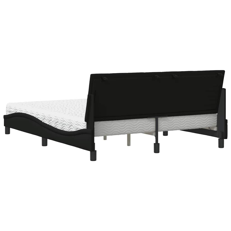 Bett mit Matratze Schwarz 160x200 cm Stoff