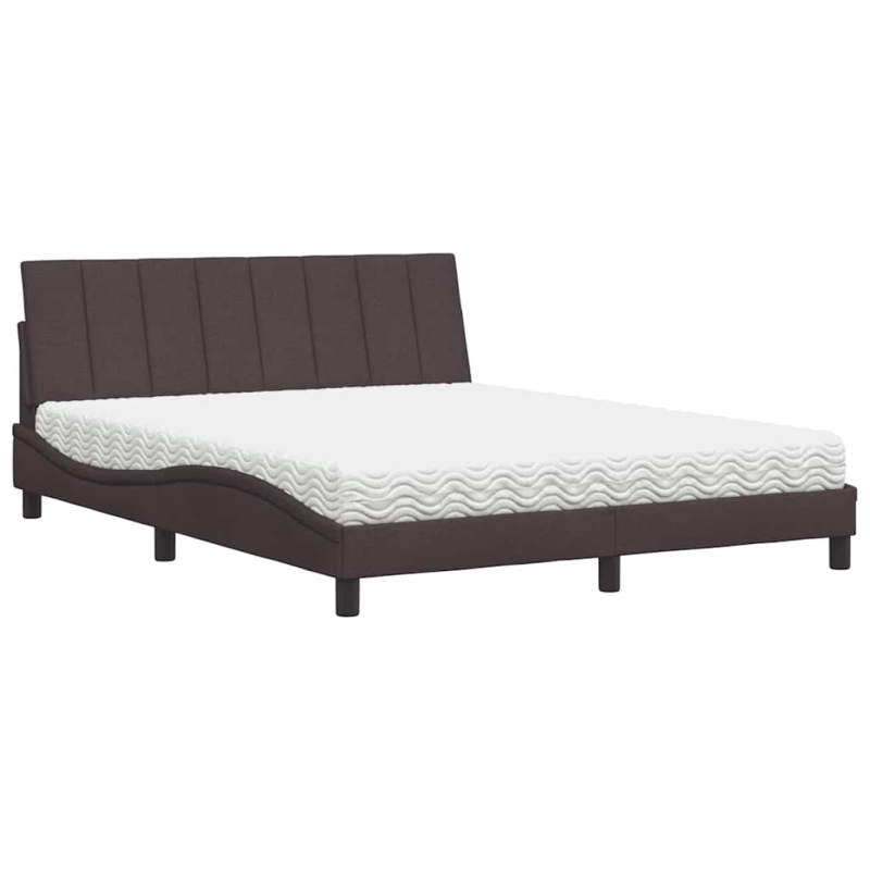 Bett mit Matratze Dunkelbraun 160x200 cm Stoff
