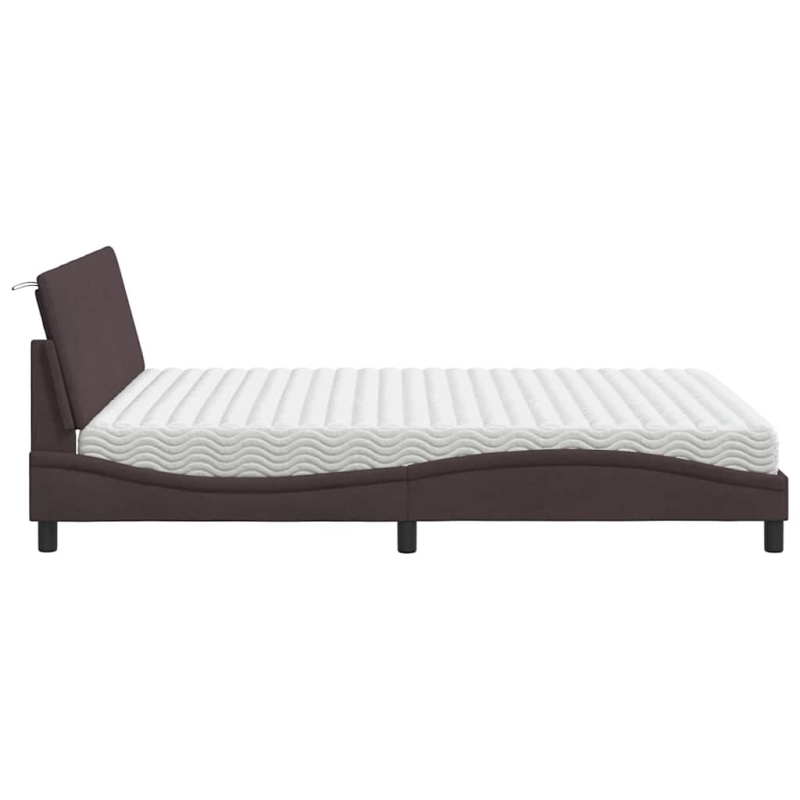 Bett mit Matratze Dunkelbraun 160x200 cm Stoff