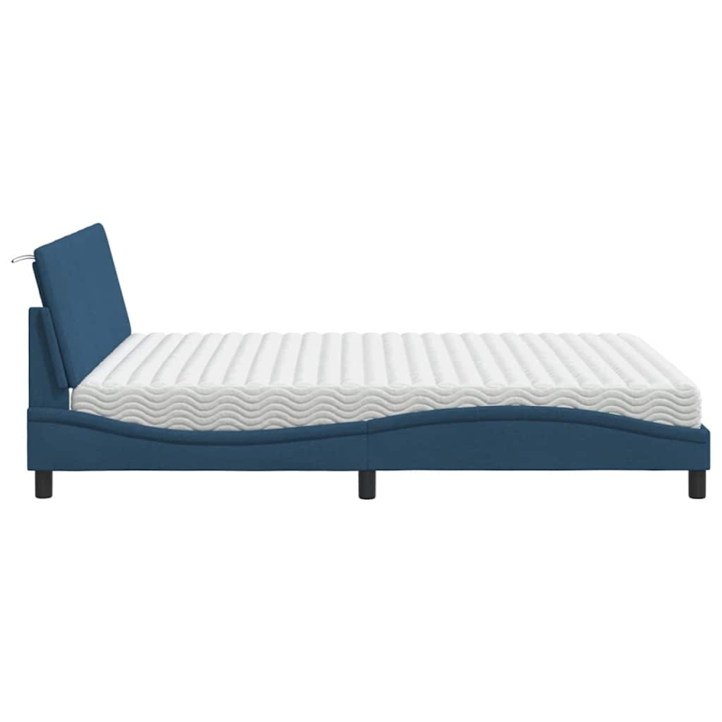Bett mit Matratze Blau 160x200 cm Stoff