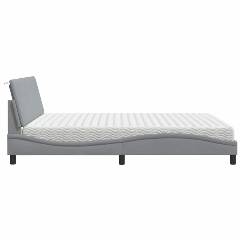 Bett mit Matratze Hellgrau 180x200 cm Stoff