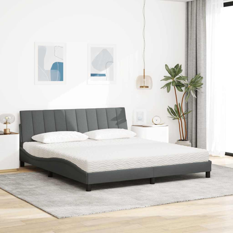 Bett mit Matratze Dunkelgrau 180x200 cm Stoff