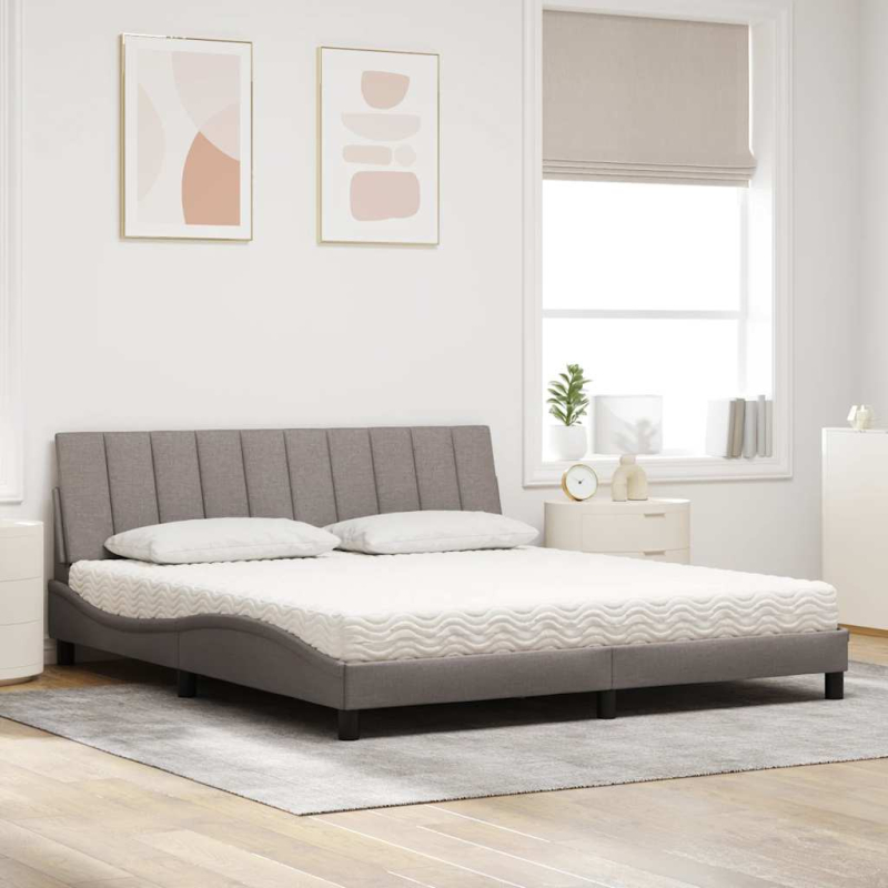 Bett mit Matratze Taupe 180x200 cm Stoff