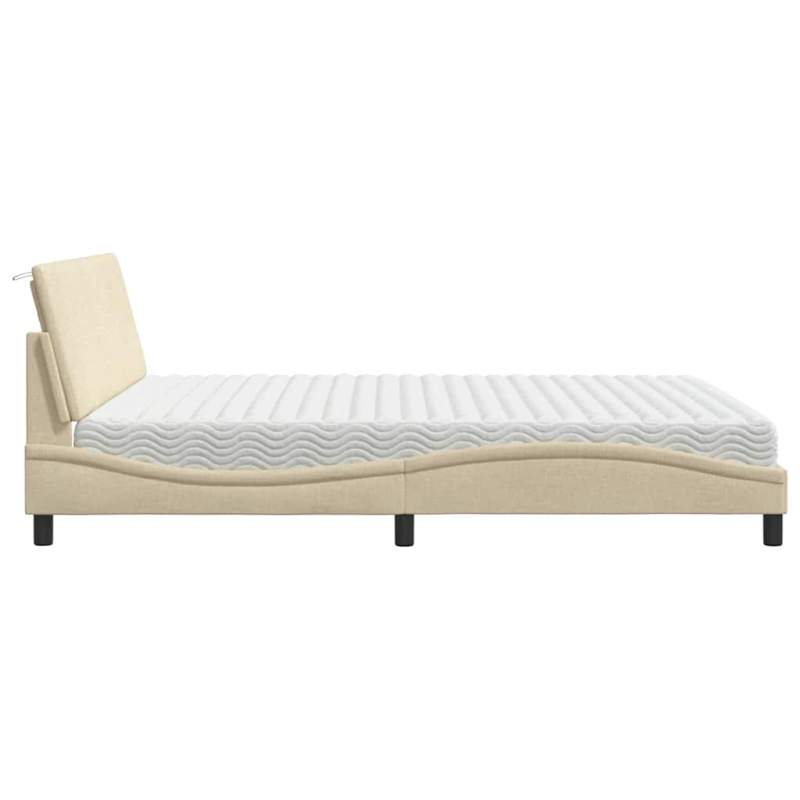 Bett mit Matratze Creme 180x200 cm Stoff