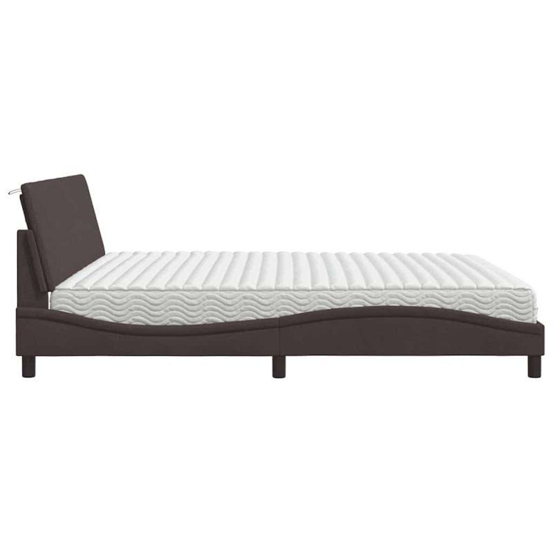 Bett mit Matratze Dunkelbraun 200x200 cm Stoff