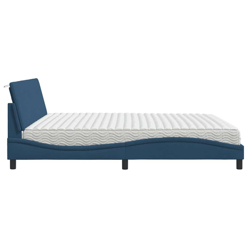 Bett mit Matratze Blau 200x200 cm Stoff