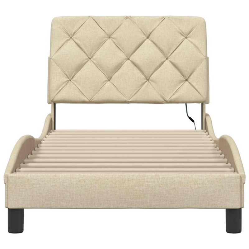 Bettgestell mit LED ohne Matratze Creme 80x200 cm Stoff