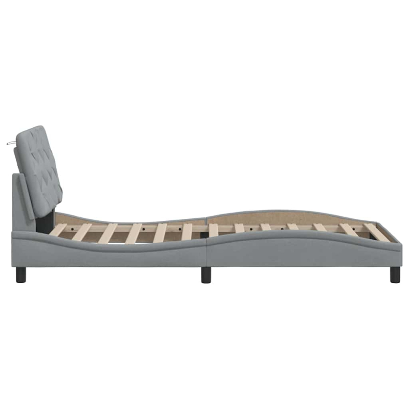 Bettgestell mit LED ohne Matratze Hellgrau 100x200 cm Stoff