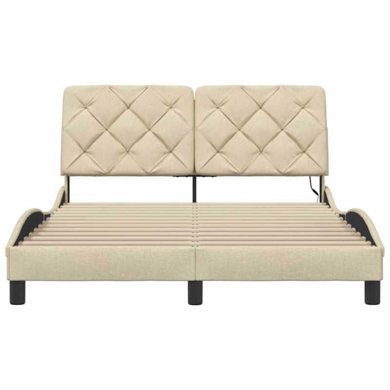 Bettgestell mit LED ohne Matratze Creme 120x200 cm Stoff