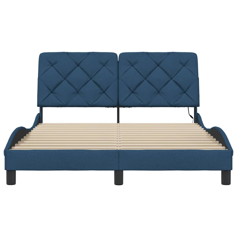 Bettgestell mit LED ohne Matratze Blau 120x200 cm Stoff