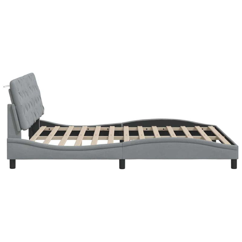 Bettgestell mit LED ohne Matratze Hellgrau 160x200 cm Stoff