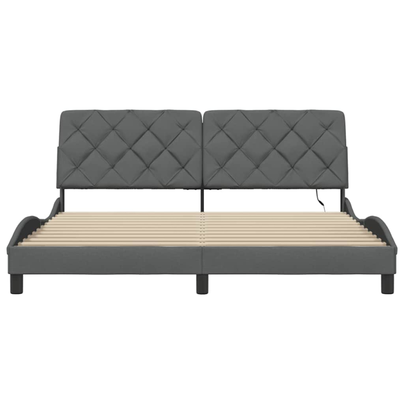 Bettgestell mit LED ohne Matratze Dunkelgrau 180x200 cm Stoff