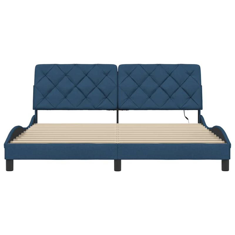 Bettgestell mit LED ohne Matratze Blau 180x200 cm Stoff