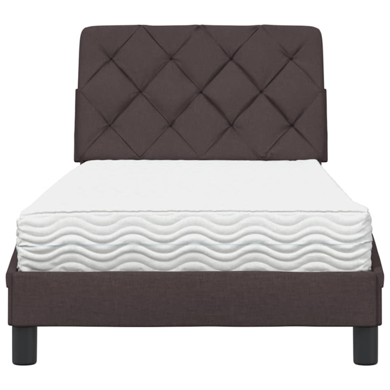 Bett mit Matratze Dunkelbraun 80x200 cm Stoff