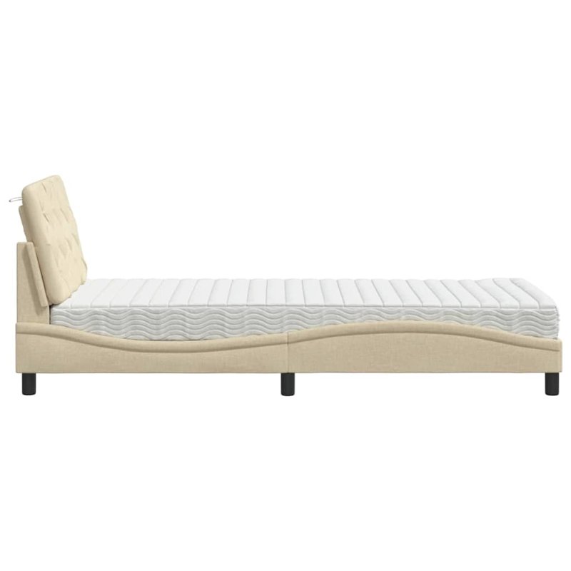 Bett mit Matratze Creme 80x200 cm Stoff
