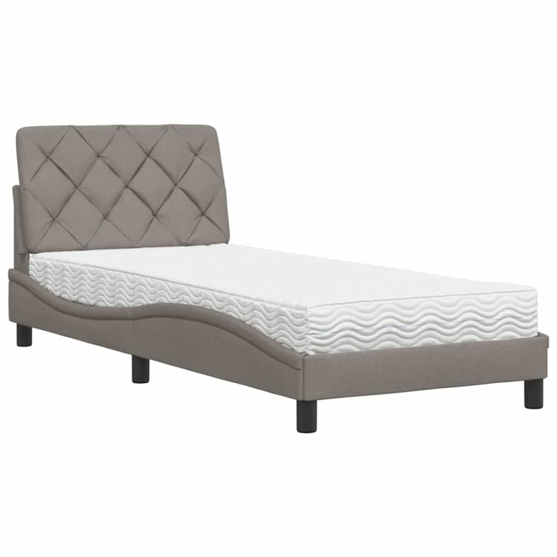 Bett mit Matratze Taupe 90x190 cm Stoff
