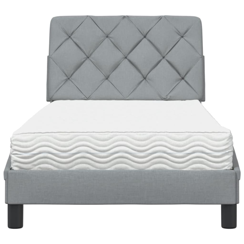 Bett mit Matratze Hellgrau 90x200 cm Stoff