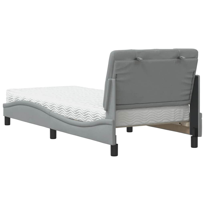 Bett mit Matratze Hellgrau 90x200 cm Stoff