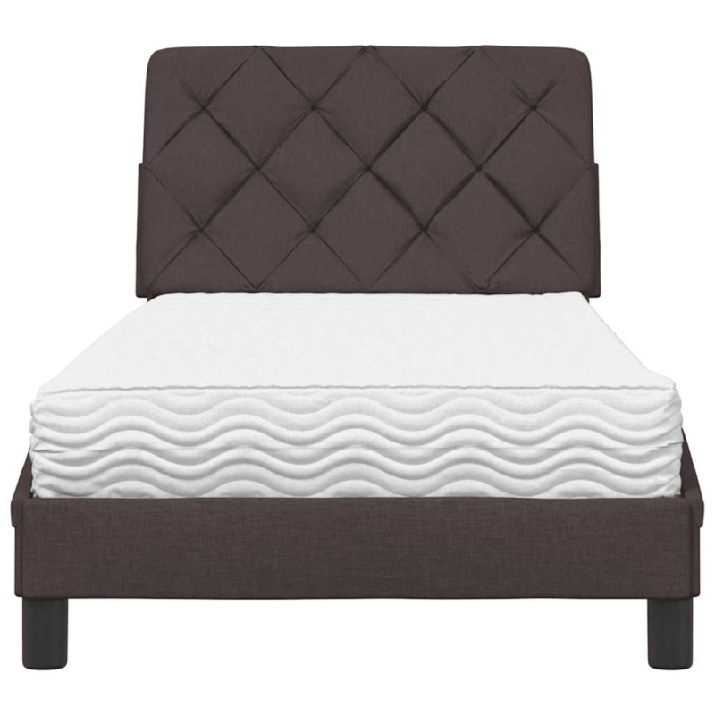 Bett mit Matratze Dunkelbraun 90x200 cm Stoff