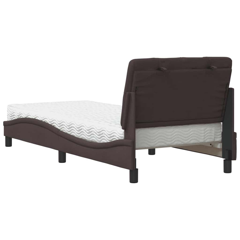 Bett mit Matratze Dunkelbraun 90x200 cm Stoff