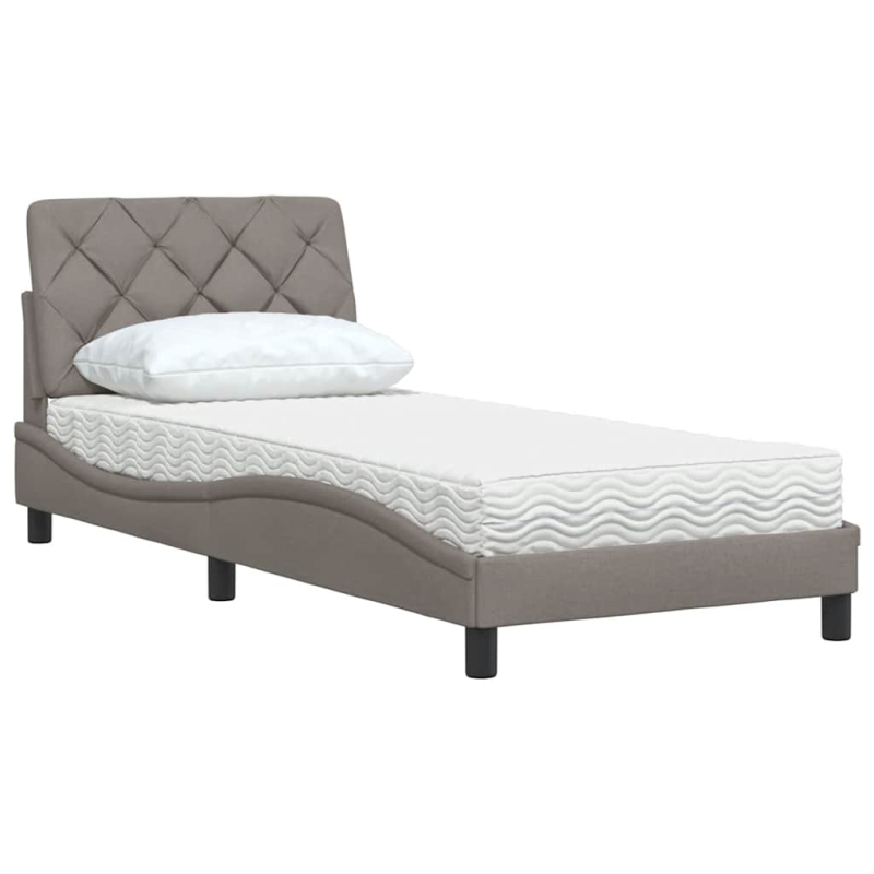 Bett mit Matratze Taupe 90x200 cm Stoff