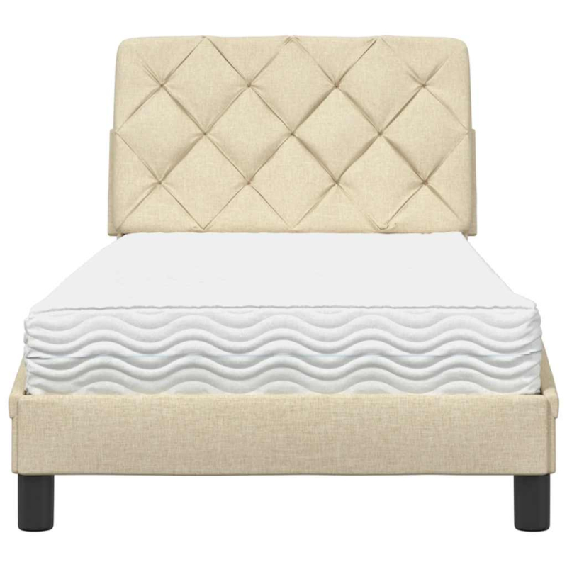 Bett mit Matratze Creme 90x200 cm Stoff
