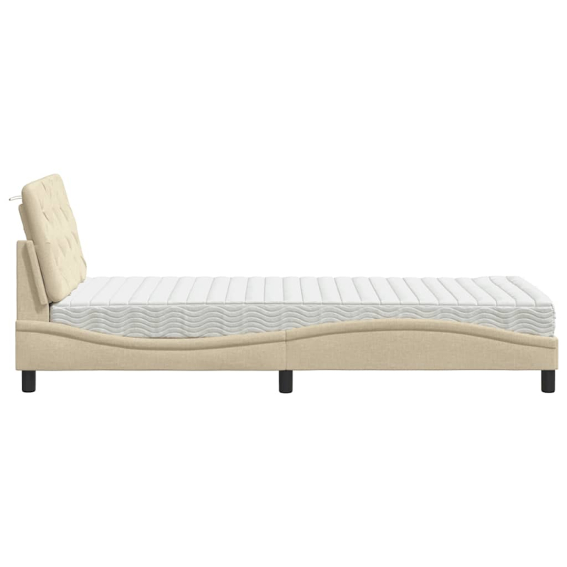 Bett mit Matratze Creme 90x200 cm Stoff