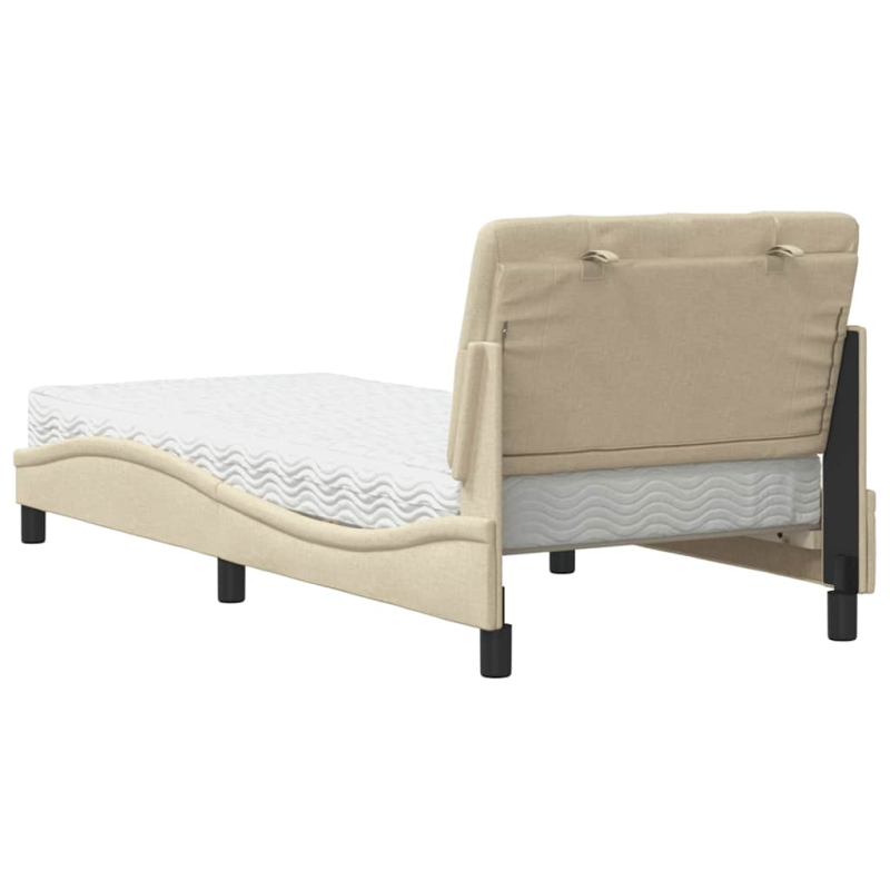 Bett mit Matratze Creme 90x200 cm Stoff