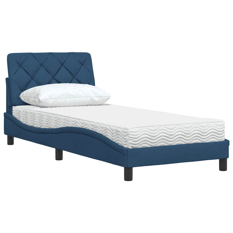 Bett mit Matratze Blau 90x200 cm Stoff