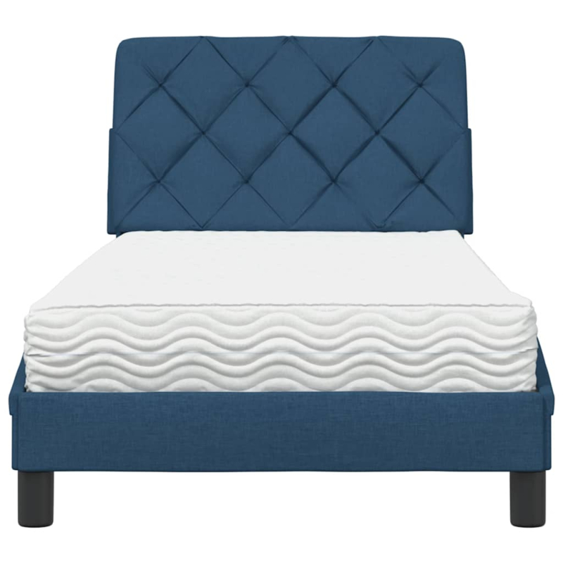 Bett mit Matratze Blau 90x200 cm Stoff
