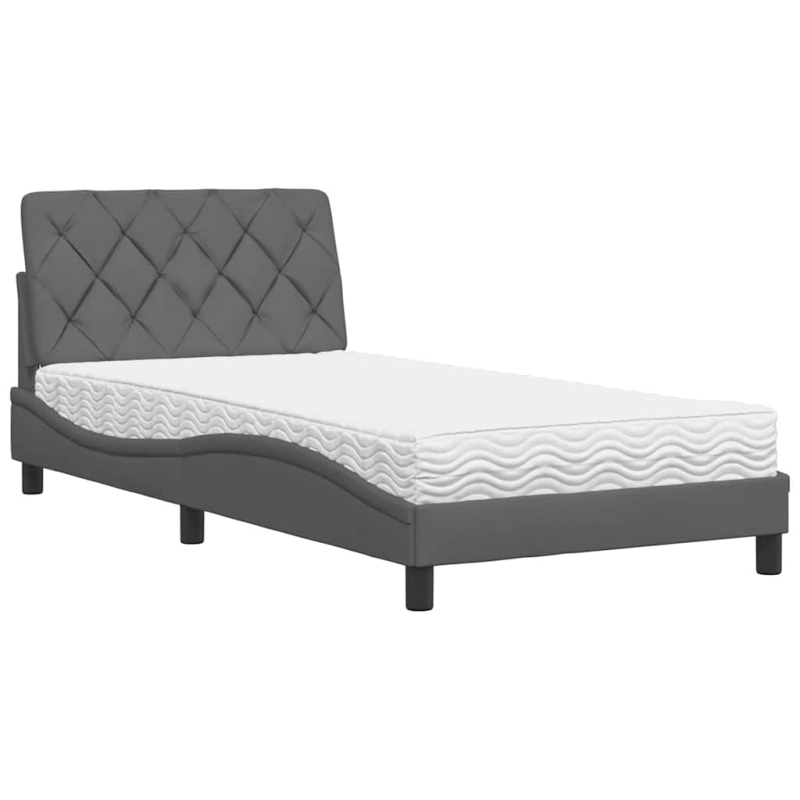 Bett mit Matratze Dunkelgrau 100x200 cm Stoff