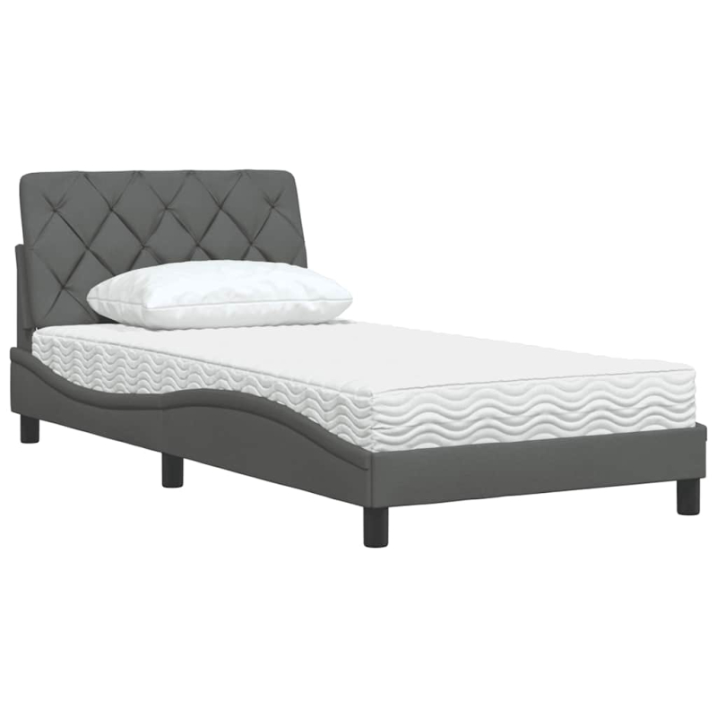 Bett mit Matratze Dunkelgrau 100x200 cm Stoff
