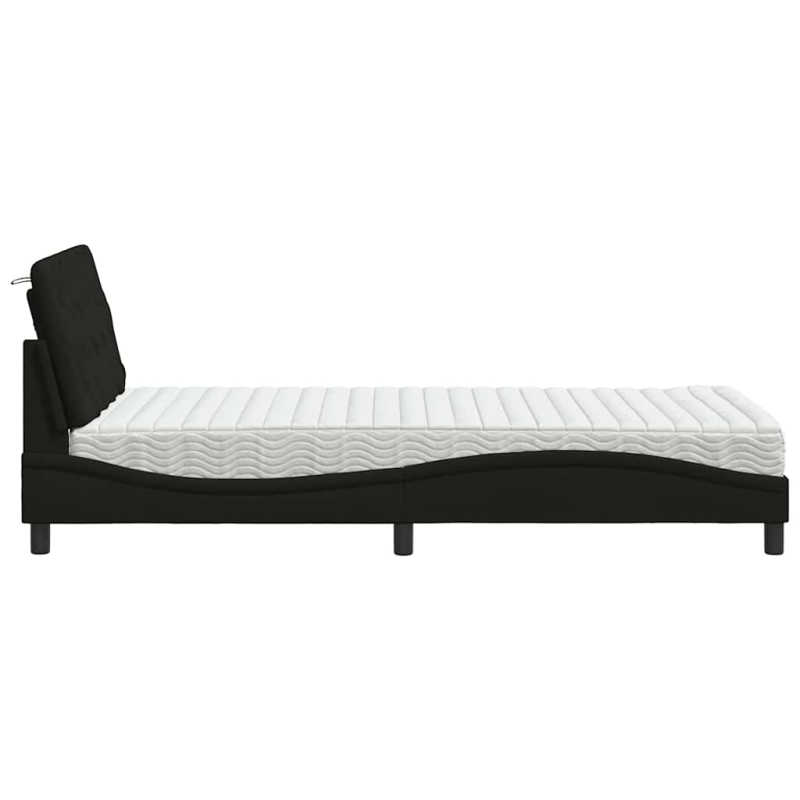 Bett mit Matratze Schwarz 100x200 cm Stoff