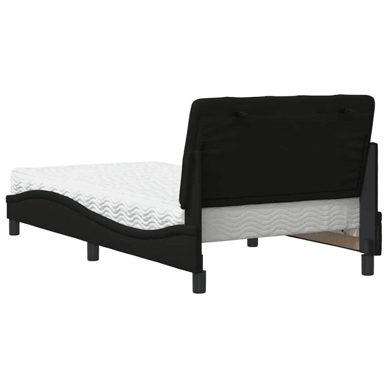 Bett mit Matratze Schwarz 100x200 cm Stoff