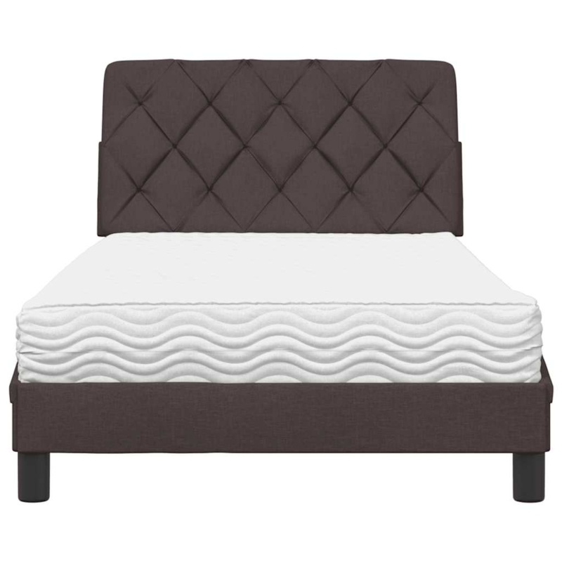 Bett mit Matratze Dunkelbraun 100x200 cm Stoff