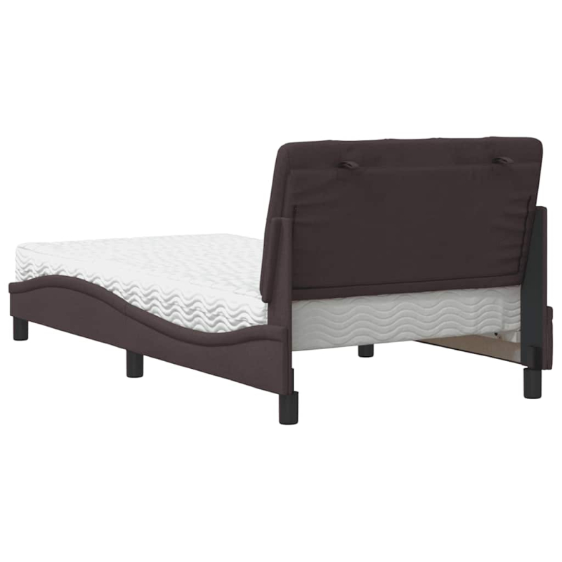 Bett mit Matratze Dunkelbraun 100x200 cm Stoff