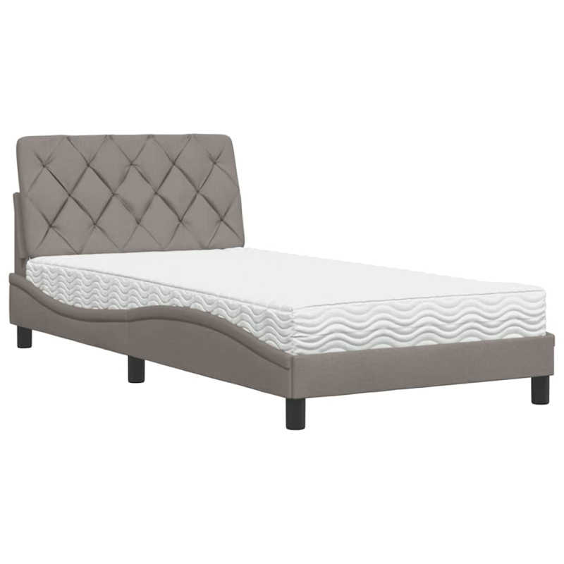 Bett mit Matratze Taupe 100x200 cm Stoff