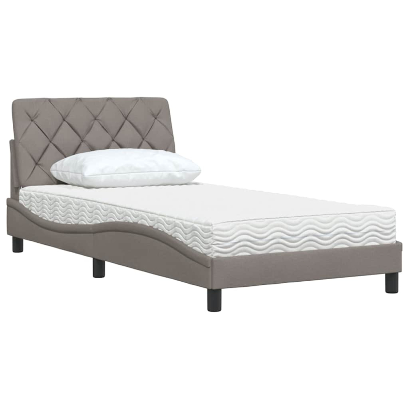 Bett mit Matratze Taupe 100x200 cm Stoff