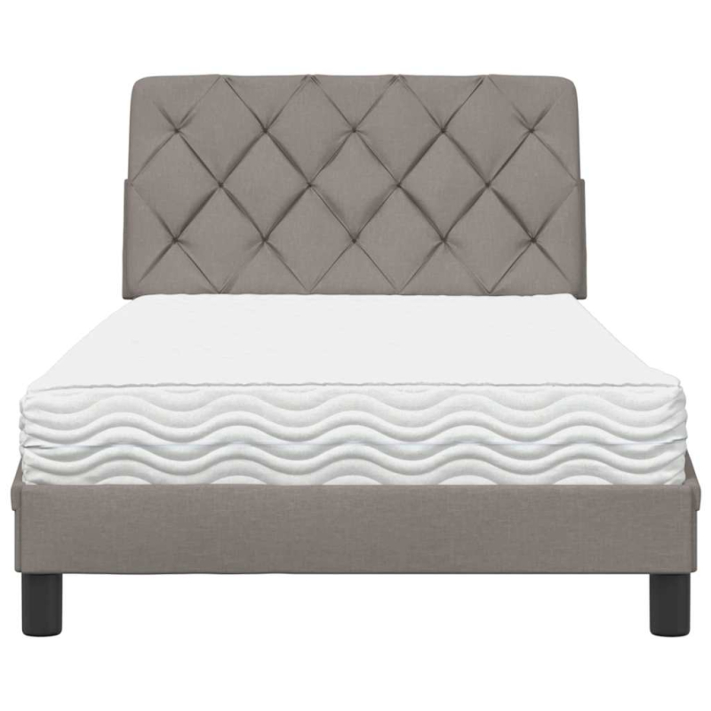 Bett mit Matratze Taupe 100x200 cm Stoff