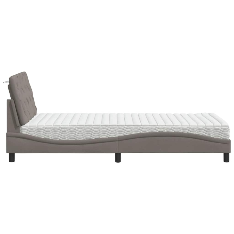 Bett mit Matratze Taupe 100x200 cm Stoff