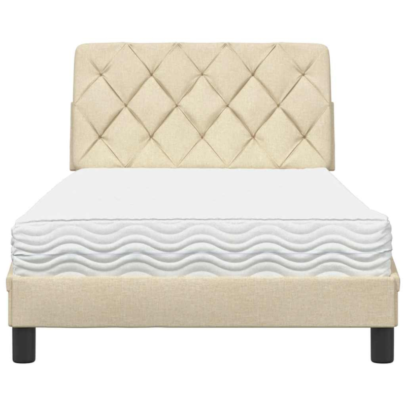 Bett mit Matratze Creme 100x200 cm Stoff