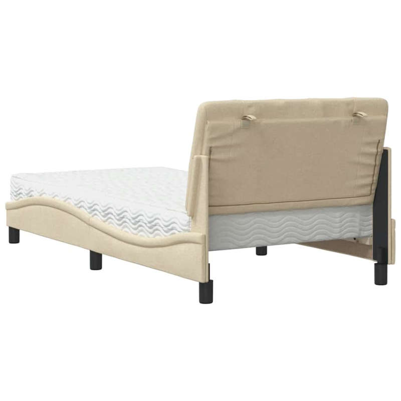 Bett mit Matratze Creme 100x200 cm Stoff