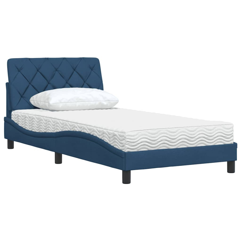 Bett mit Matratze Blau 100x200 cm Stoff