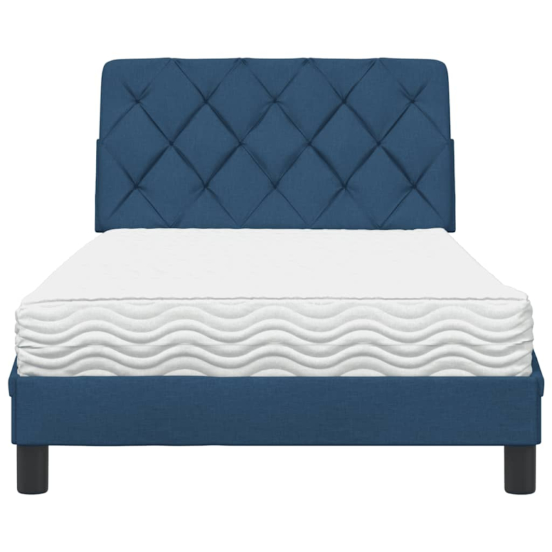 Bett mit Matratze Blau 100x200 cm Stoff