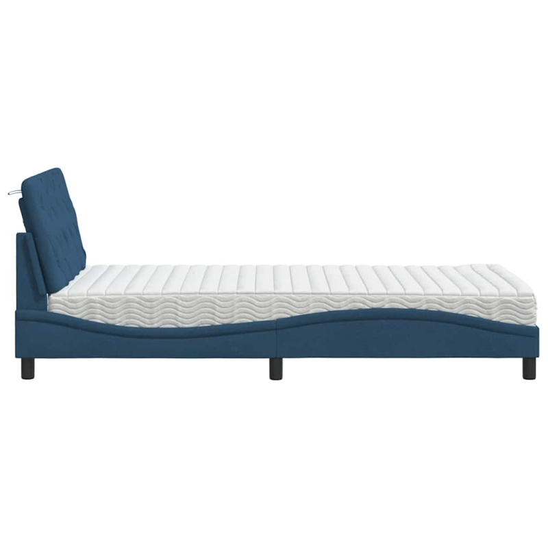 Bett mit Matratze Blau 100x200 cm Stoff