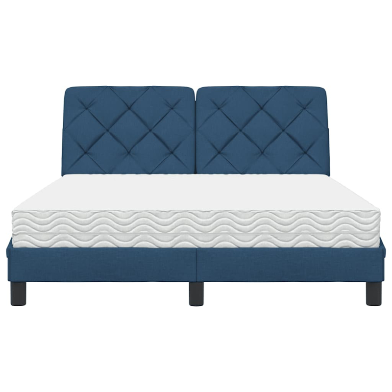 Bett mit Matratze Blau 120x200 cm Stoff