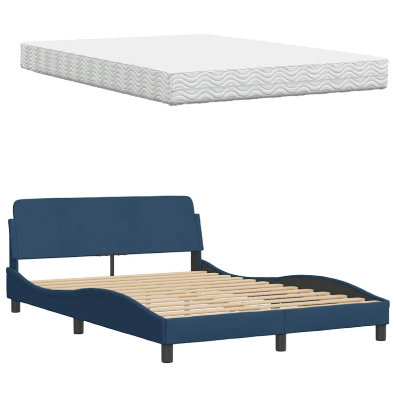 Bett mit Matratze Blau 120x200 cm Stoff