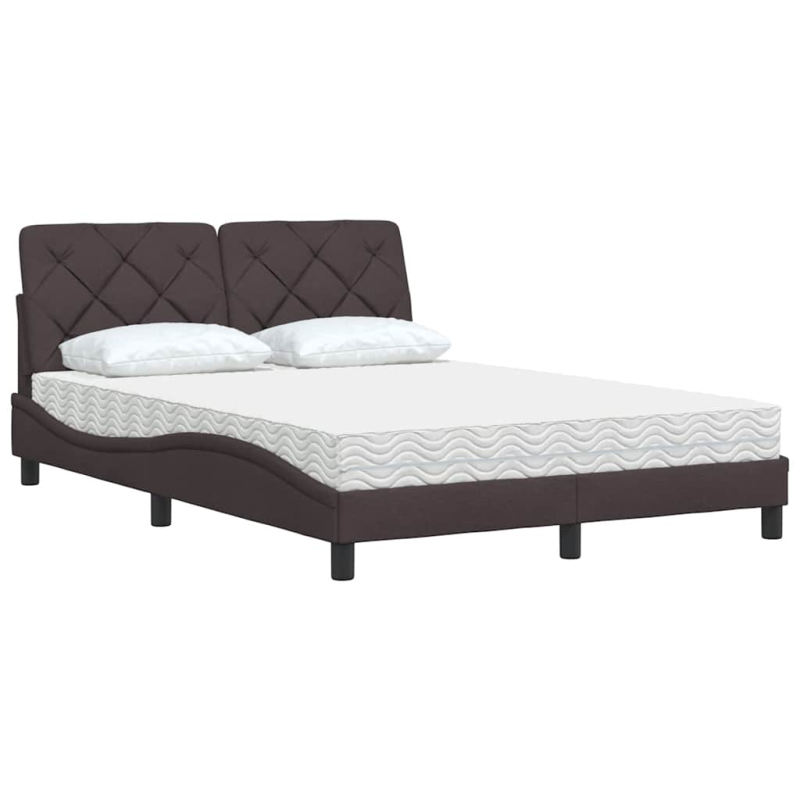 Bett mit Matratze Dunkelbraun 140x190 cm Stoff