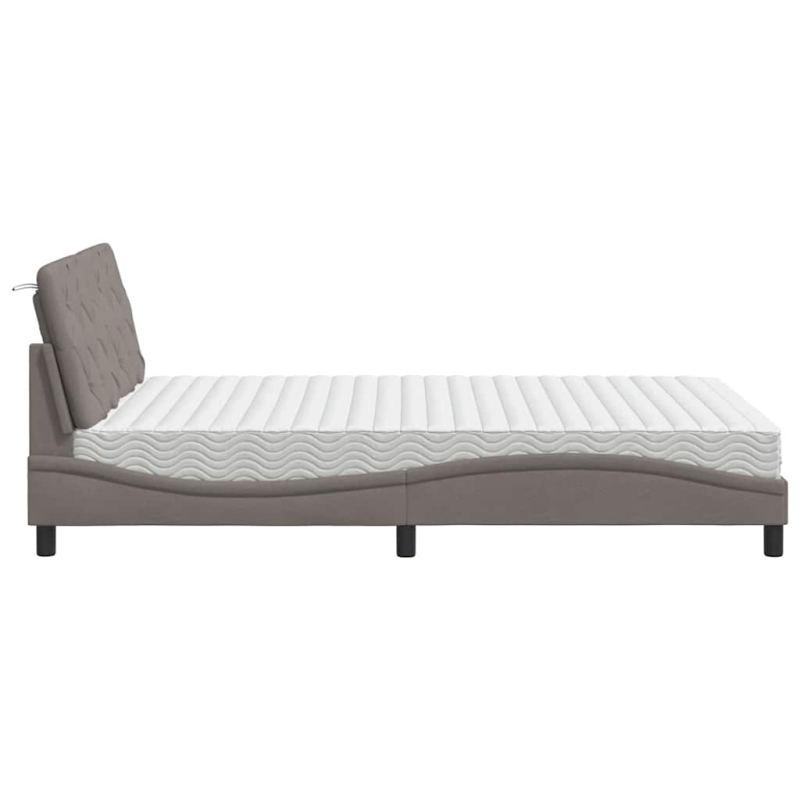 Bett mit Matratze Taupe 140x190 cm Stoff